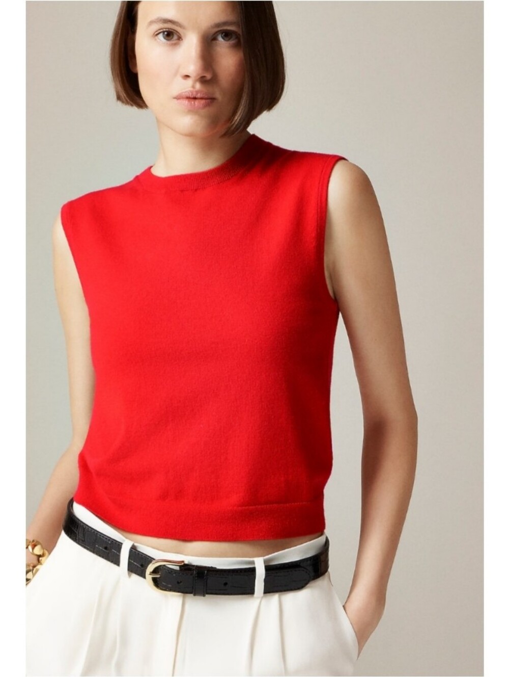J.Crew Featherweight Cashmere-Blend Cropped Sweater Shell